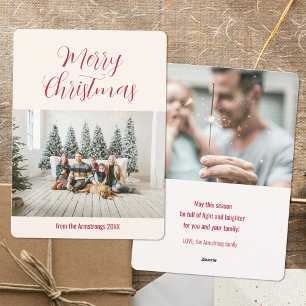 Cartes Pour Fêtes Annuelles Nettoyer minimaliste Script Famille Photo Noël