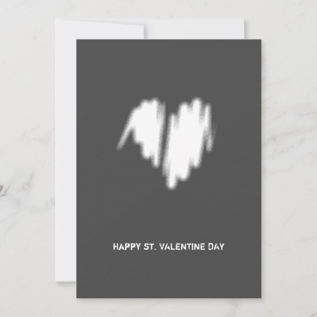 Cartes Pour Fêtes Annuelles Nettoyer Monochrome Moderne Coeur Blanc Code QR (Devant)