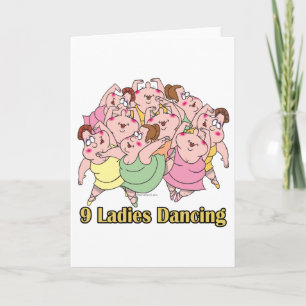 Cartes Pour Fêtes Annuelles neuf dames dansant le neuvième jour de noël