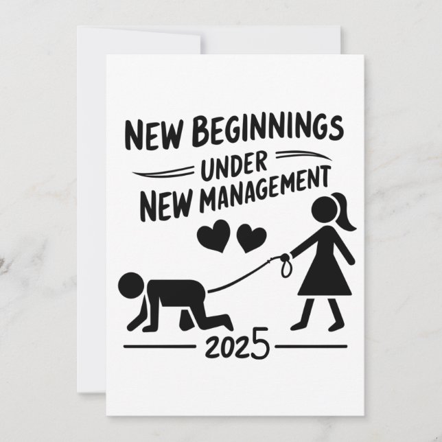 Cartes Pour Fêtes Annuelles New Beginnings Under New Managment 2025 (Devant)