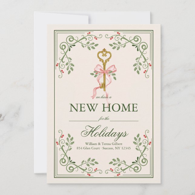 Cartes Pour Fêtes Annuelles New Home Key Holiday Season (Devant)