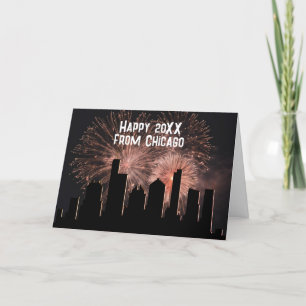 Cartes Pour Fêtes Annuelles New Year de Chicago Skyline