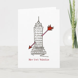 Cartes Pour Fêtes Annuelles New York City NYC Valentine Skyscraper Cupid Flèch