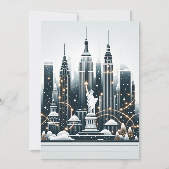 Cartes Pour Fêtes Annuelles New York Holiday Elegance - Noël personnalisable (Devant)