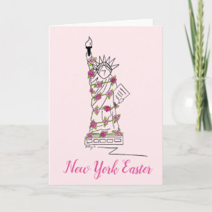 Cartes Pour Fêtes Annuelles New York Pâques Rose Statue de la Liberté NYC