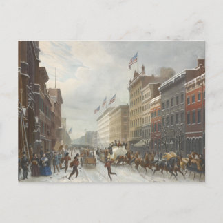 Cartes Pour Fêtes Annuelles New York. Scène d'hiver à Broadway.