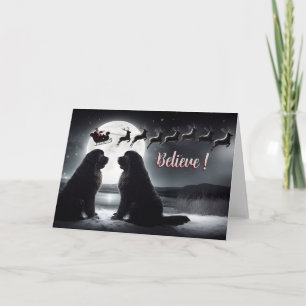 Cartes Pour Fêtes Annuelles Newfs et Père Noël Silhouette Noël