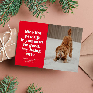 Cartes Pour Fêtes Annuelles Nice liste drôle mignon photo rouge Noël
