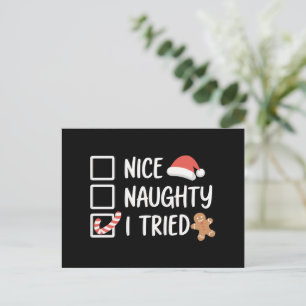 Cartes Pour Fêtes Annuelles Nice Naughty J'Ai Essayé Père Noël Naughty List Dr