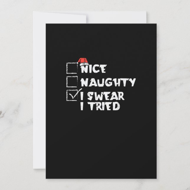 Cartes Pour Fêtes Annuelles Nice Naughty Tried My Best Holiday Humor (Devant)