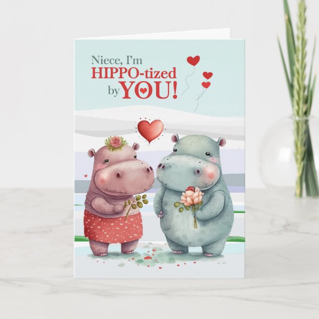 Cartes Pour Fêtes Annuelles Niece Funny Hippopotamus Saint Valentin (Devant)