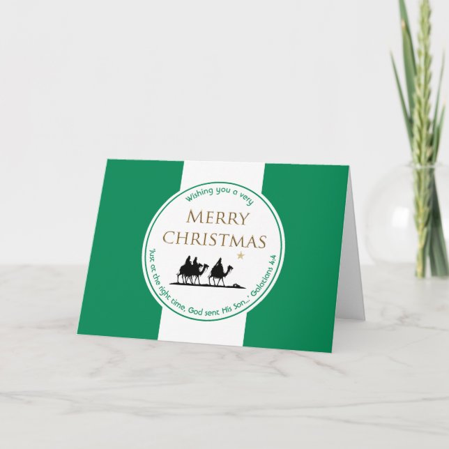 Cartes Pour Fêtes Annuelles NIGERIA DRAPEAU Trois Sages Écritures Noël (Devant)