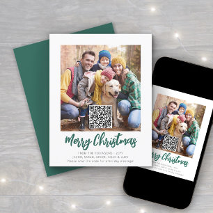 Cartes Pour Fêtes Annuelles N'importe quel texte vert Script 1 photo et code Q