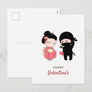 Cartes Pour Fêtes Annuelles Ninja et Geisha Happy Valentine