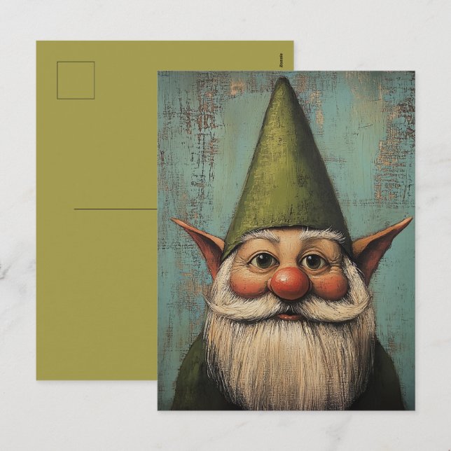 Cartes Pour Fêtes Annuelles Nisse de Noël - Art traditionnel des fêtes nordiqu (Devant / Derrière)