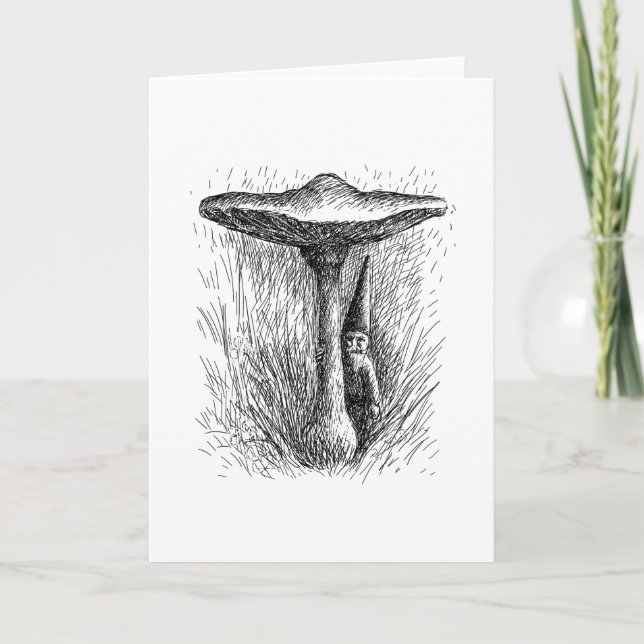 Cartes Pour Fêtes Annuelles Nisse Elf Derrière un tabouret (Devant)