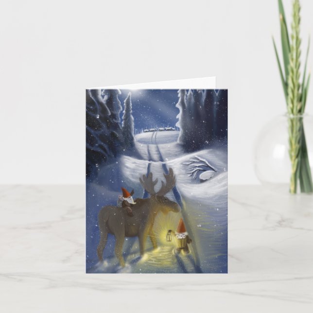 Cartes Pour Fêtes Annuelles Nisseman dans le paysage scandinave (Devant)