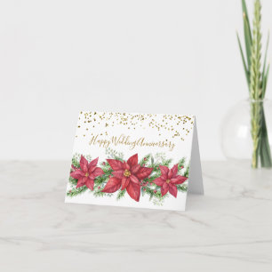 Cartes Pour Fêtes Annuelles Noces de mariage à Noël avec Poinsettias