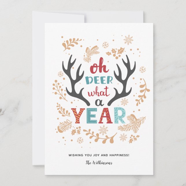 Cartes Pour Fêtes Annuelles Noël 2021 Oh Deer Quelle Année De Vaccin (Devant)