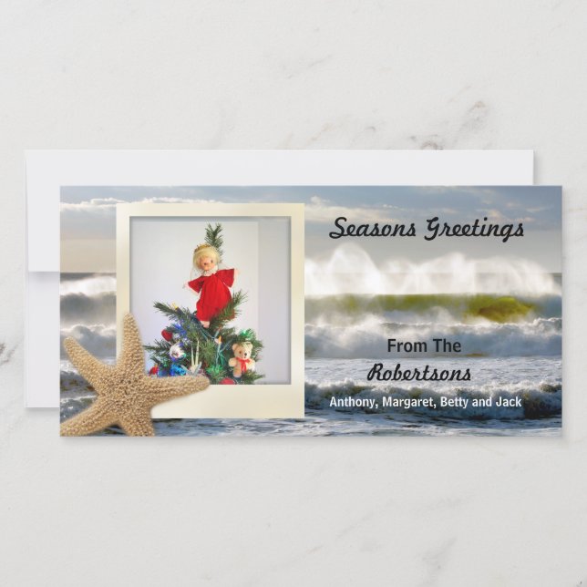 Cartes Pour Fêtes Annuelles Noël 2 de plage d'étoiles de mer (Devant)