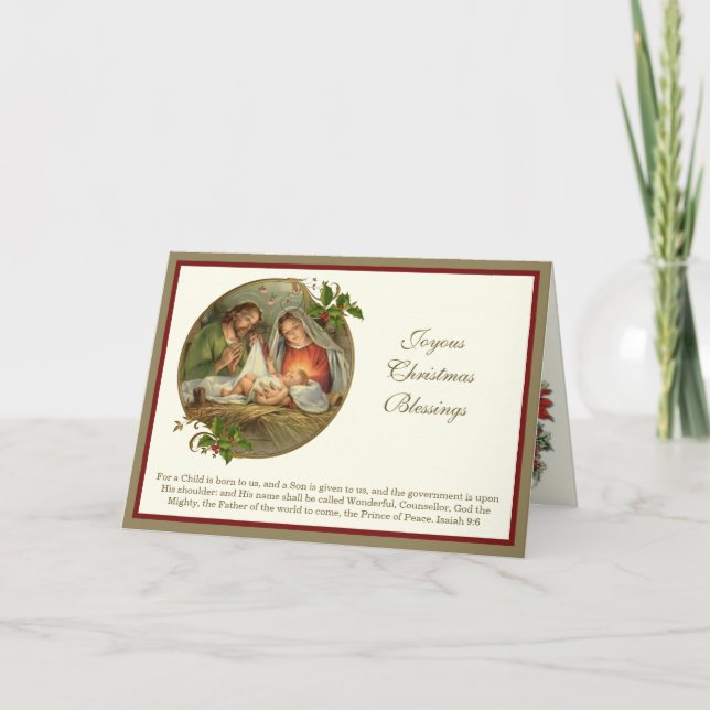 Cartes Pour Fêtes Annuelles Noël 3 Photos Religieux Jésus Marie Joseph (Devant)