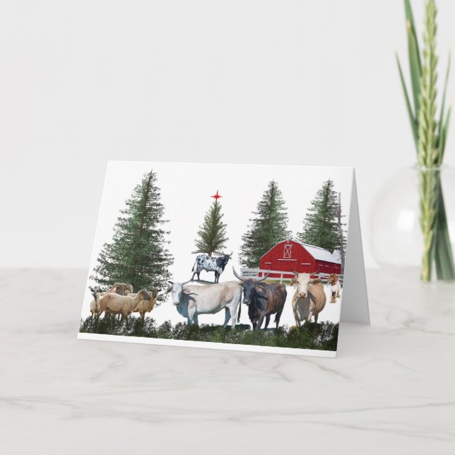 Cartes Pour Fêtes Annuelles Noël à la ferme (Devant)