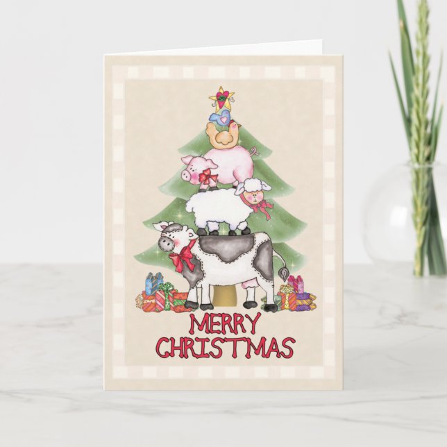 Cartes Pour Fêtes Annuelles Noël à la ferme (Devant)
