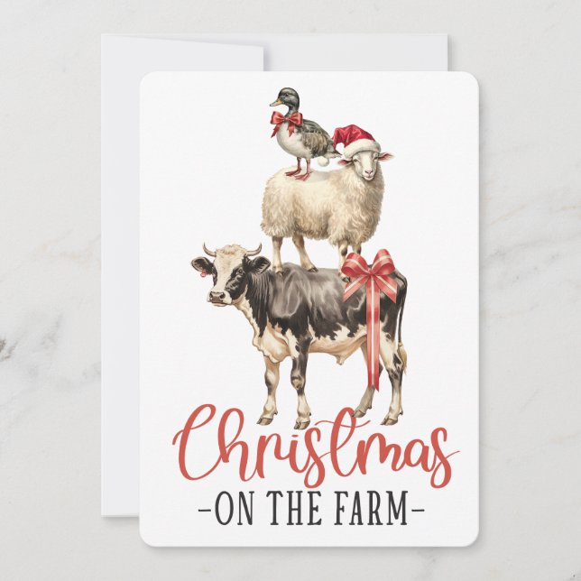 Cartes Pour Fêtes Annuelles Noël À La Ferme, Ferme Noël (Devant)