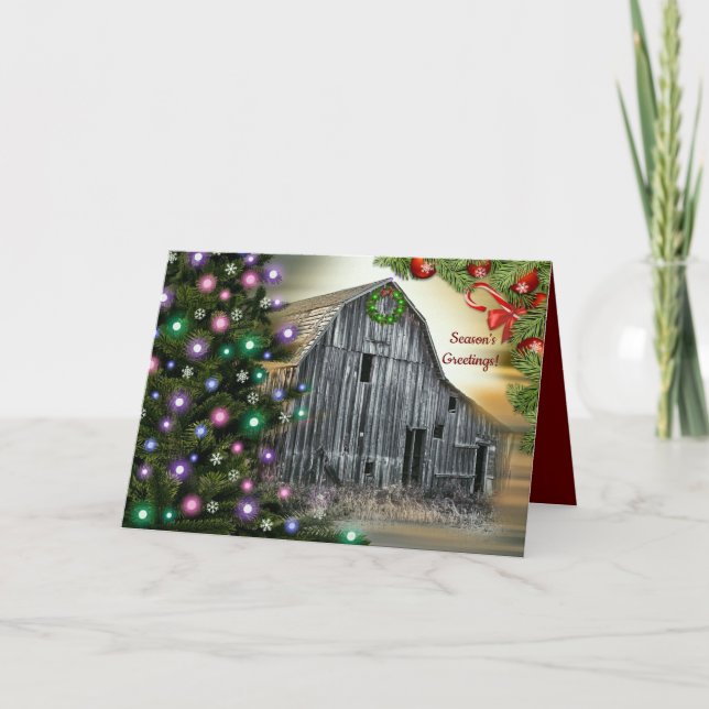 Cartes Pour Fêtes Annuelles Noël À La Grange (Devant)