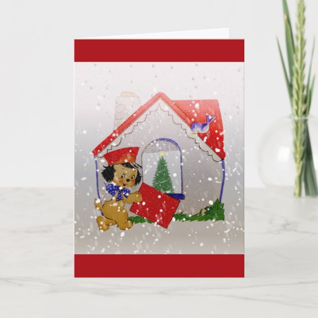 Cartes Pour Fêtes Annuelles Noël à la mode | Messagerie Chien Chien Chien vint (Devant)