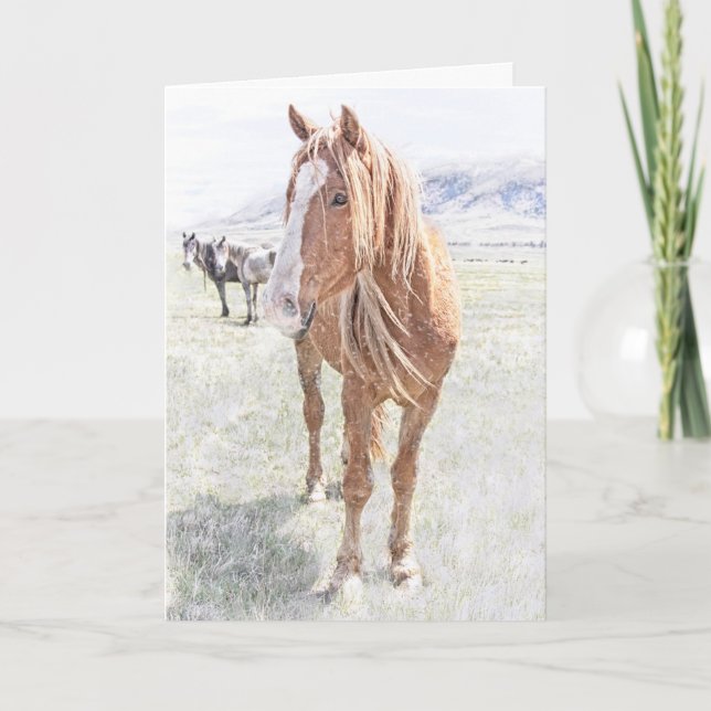 Cartes Pour Fêtes Annuelles Noël à la Mustang du Cheval Sauvage (à l'intérieur (Devant)