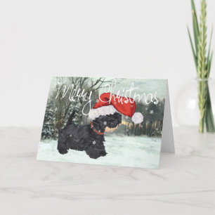 Cartes Pour Fêtes Annuelles Noël à la neige avec un Terrier Écossais