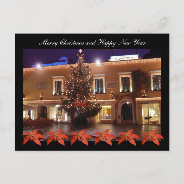 Cartes Pour Fêtes Annuelles Noël à La Piazzetta de Capri avec poinsettia (Devant)