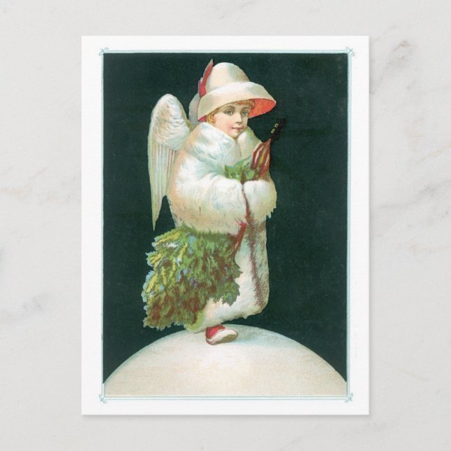 Cartes Pour Fêtes Annuelles Noël à l'ancienne, Ange (Devant)