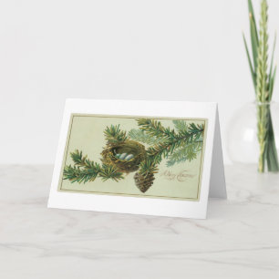Cartes Pour Fêtes Annuelles Noël à l'ancienne, bois de pin