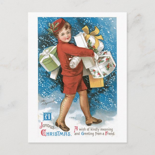 Cartes Pour Fêtes Annuelles Noël à l'ancienne, Dame (Devant)