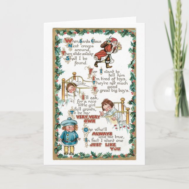 Cartes Pour Fêtes Annuelles Noël à l'ancienne, Dessin (Devant)