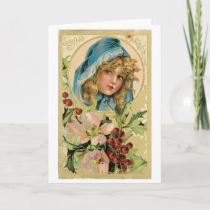 Cartes Pour Fêtes Annuelles Noël à l'ancienne, Fille