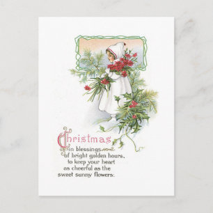 Cartes Pour Fêtes Annuelles Noël à l'ancienne, Fille