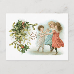 Cartes Pour Fêtes Annuelles Noël à l'ancienne, filles dansantes