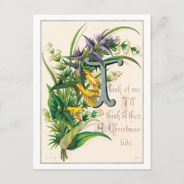 Cartes Pour Fêtes Annuelles Noël à l'ancienne, Fleur (Devant)