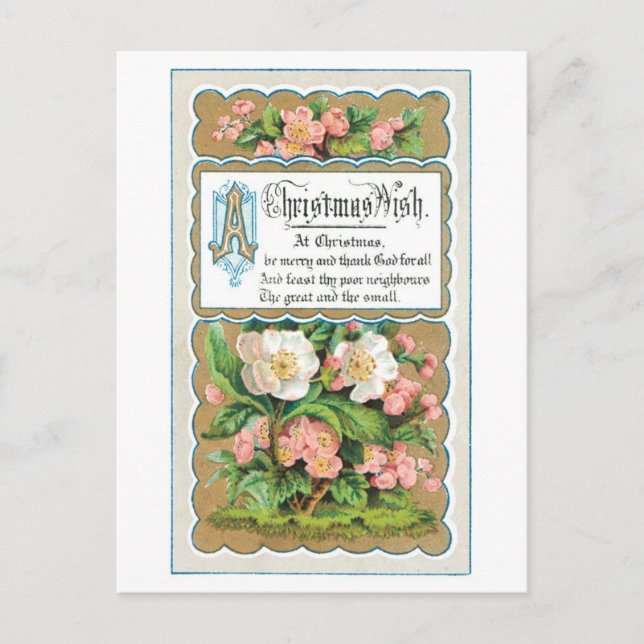 Cartes Pour Fêtes Annuelles Noël à l'ancienne, Fleur (Devant)