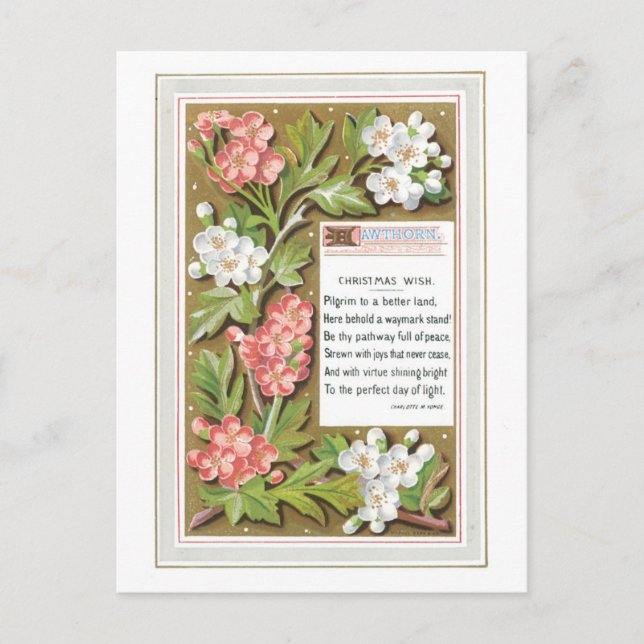 Cartes Pour Fêtes Annuelles Noël à l'ancienne, Fleur (Devant)
