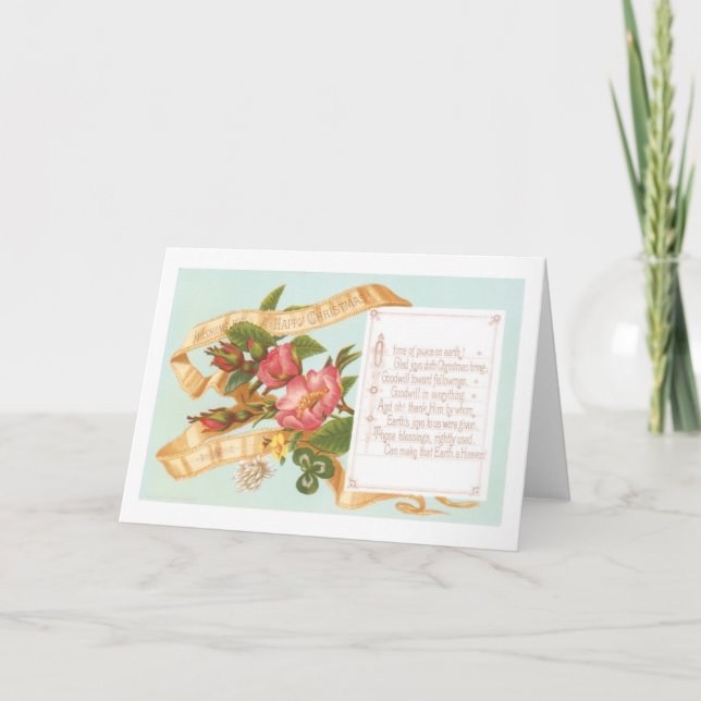 Cartes Pour Fêtes Annuelles Noël à l'ancienne, Fleur (Devant)
