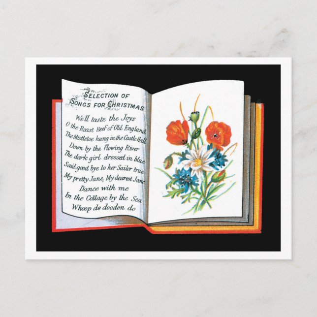 Cartes Pour Fêtes Annuelles Noël à l'ancienne, Fleur (Devant)