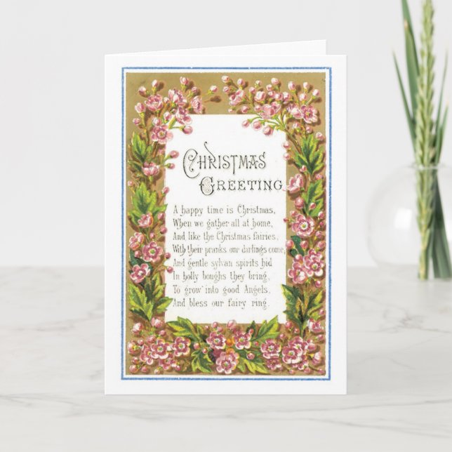 Cartes Pour Fêtes Annuelles Noël à l'ancienne, Fleur (Devant)