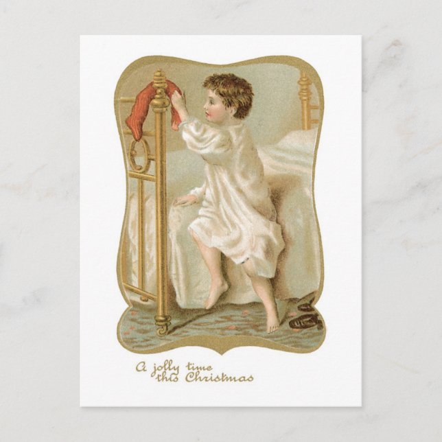 Cartes Pour Fêtes Annuelles Noël à l'ancienne, garçon (Devant)