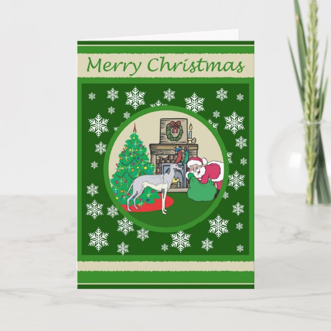 Cartes Pour Fêtes Annuelles Noël à l'ancienne Greyhound (Devant)