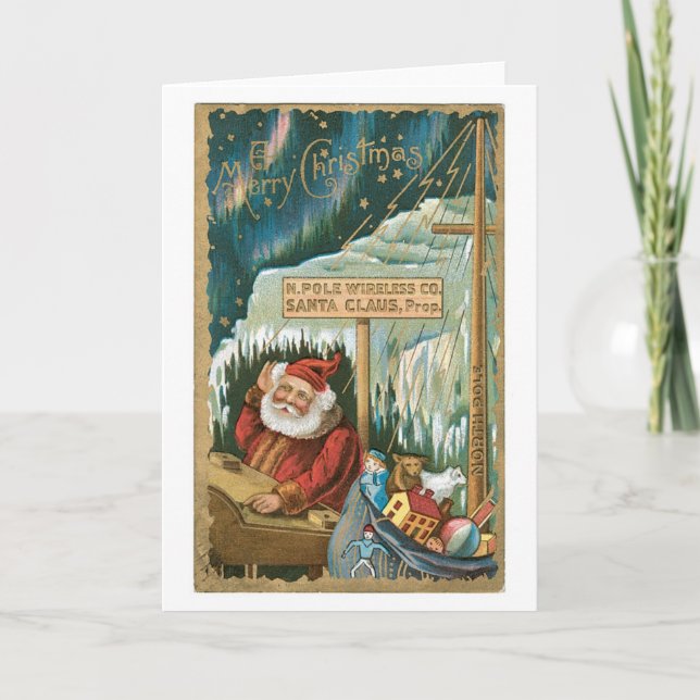 Cartes Pour Fêtes Annuelles Noël à l'ancienne, maison de Père Noël (Devant)
