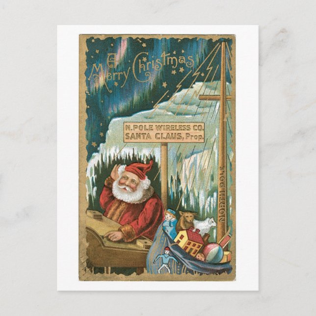 Cartes Pour Fêtes Annuelles Noël à l'ancienne, maison de Père Noël (Devant)